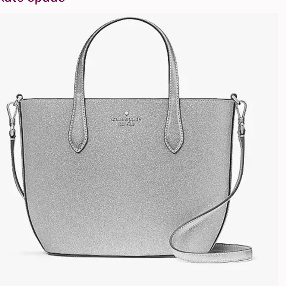 Kate Spade Glitter Glimmer Satchel Crossbody Bag Silver Lunar Light KE460 $329